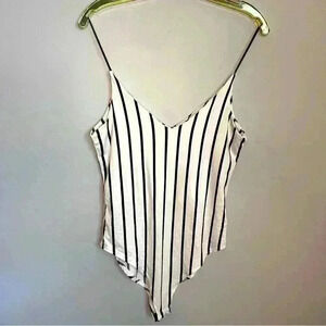 GAZE Bodysuit, Vertical Blk Stripes, Size M, EUC
